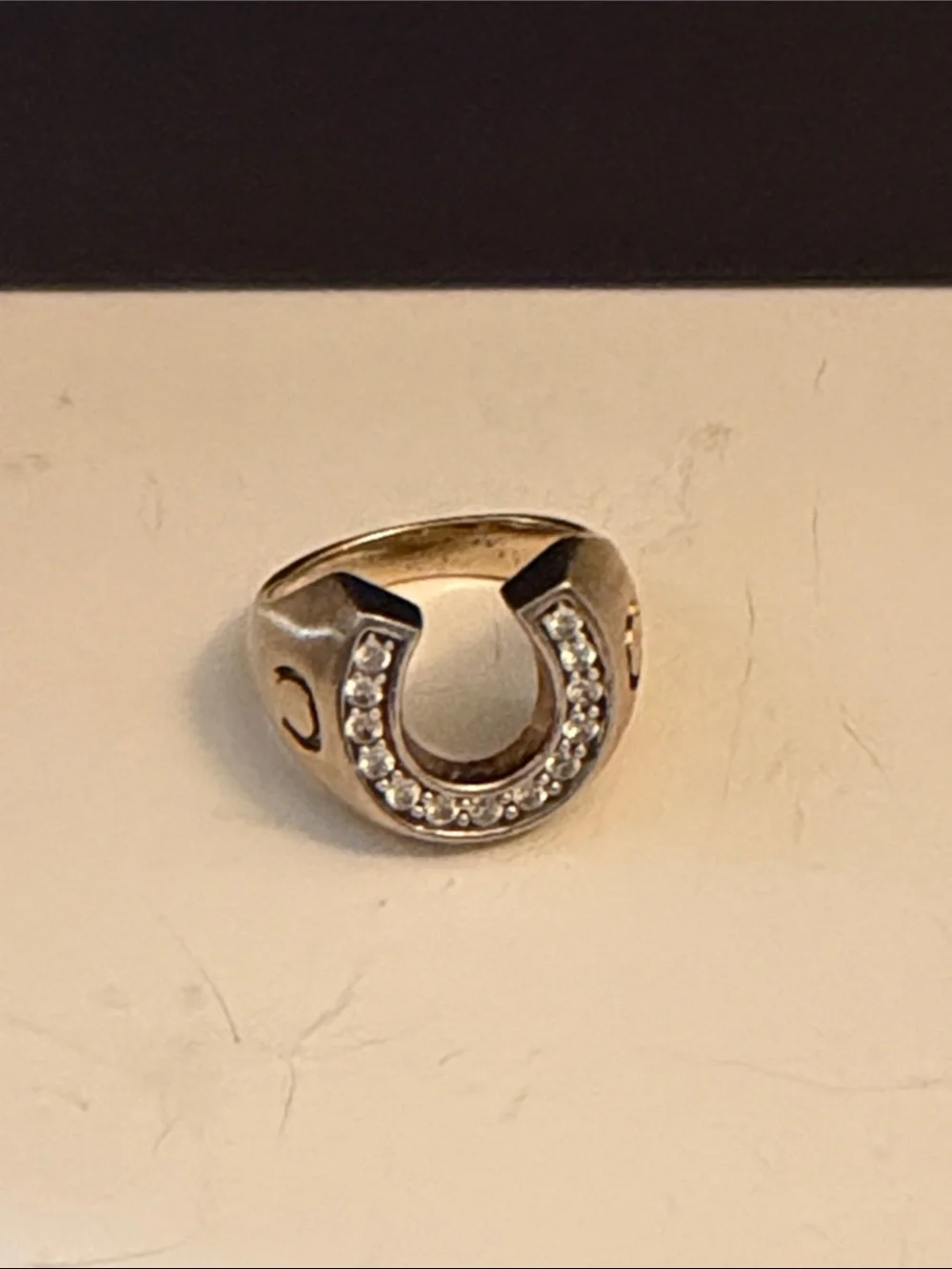 Vtg SAZ Gold over 925 Horseshoe Ring